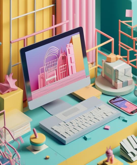 Blog 96 Digital illustration of an online store powered by WordPress and WooCommerce.