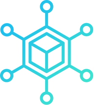 Home 3 A gradient blue and teal minimalist illustration of a fish outline on a transparent background. The fish has a simple, curved shape with two small circular eye lines.