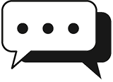 Icon of two overlapping speech bubbles, with the front bubble containing three horizontal dots, representing a conversation in progress.