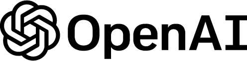 OpenAI Logo Vector OpenAI logo featuring a black, geometric emblem to the left of the text "OpenAI" in bold black letters.