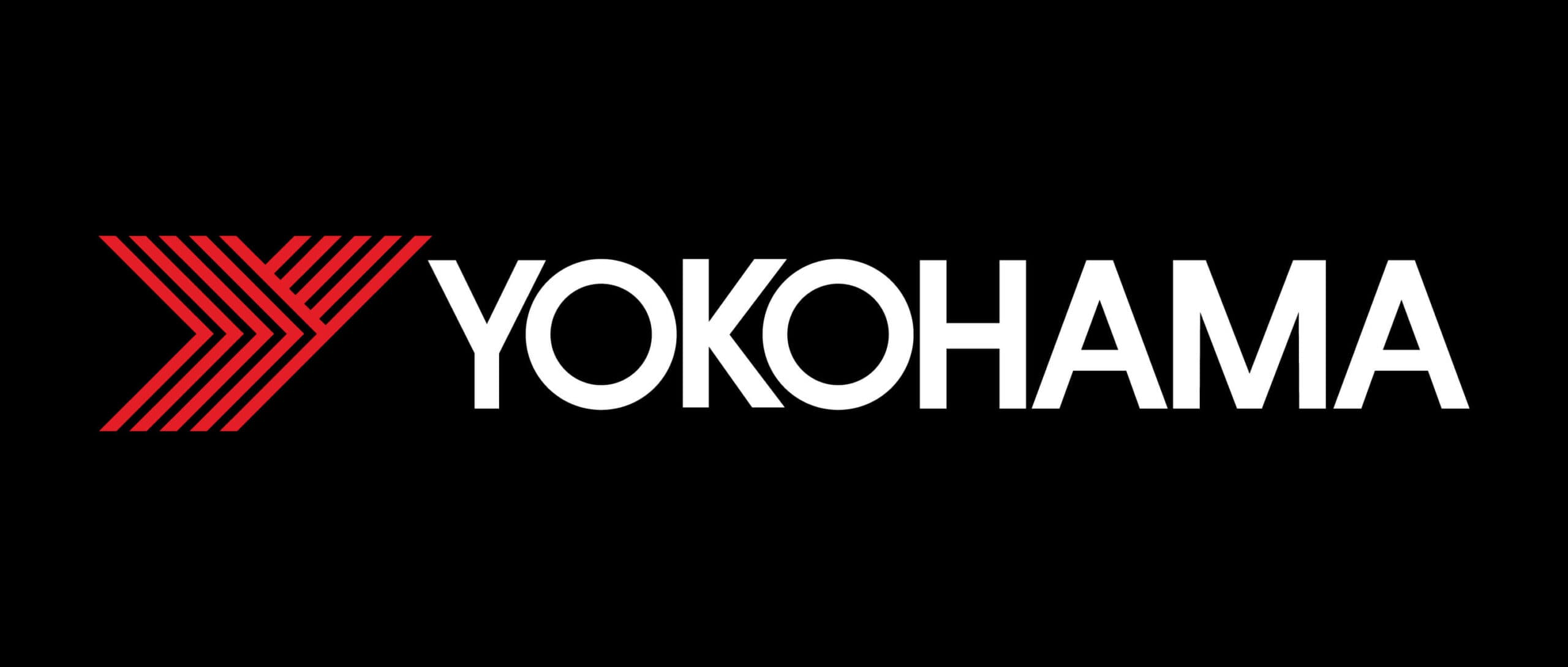 The image features the Yokohama logo with the company's name in bold white text on a black background. To the left, there is a stylized red "Y" formed by diagonal lines.