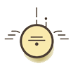 icon-alarm A stylized representation of a lit light bulb with horizontal lines on each side, suggesting motion or illumination. The bulb is outlined in dark brown with a soft yellow glow inside.