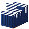 icon-container A digital illustration of several stacked, dark blue and white rectangular cards, creating an optical illusion of depth and movement. The gradient shading adds a sense of three-dimensionality.