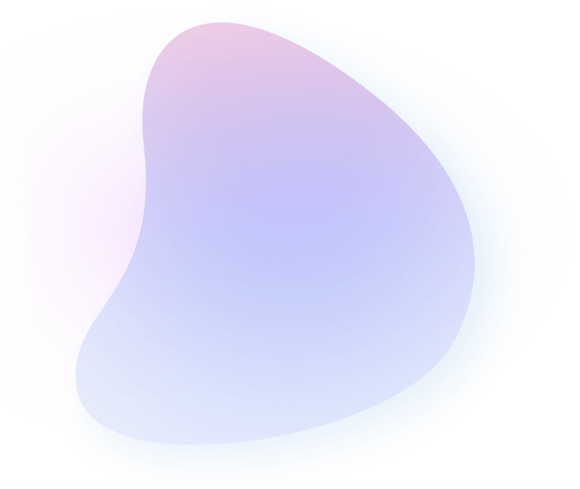 A smooth, abstract shape with a soft gradient, blending light pink and blue hues. The form gives an impression of fluidity and movement, surrounded by bold, layered outlines in various shades of blue and pink.